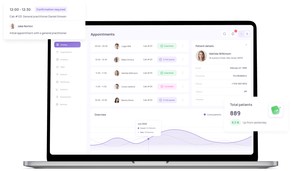 A CRM that allows you to keep track of all your patients.